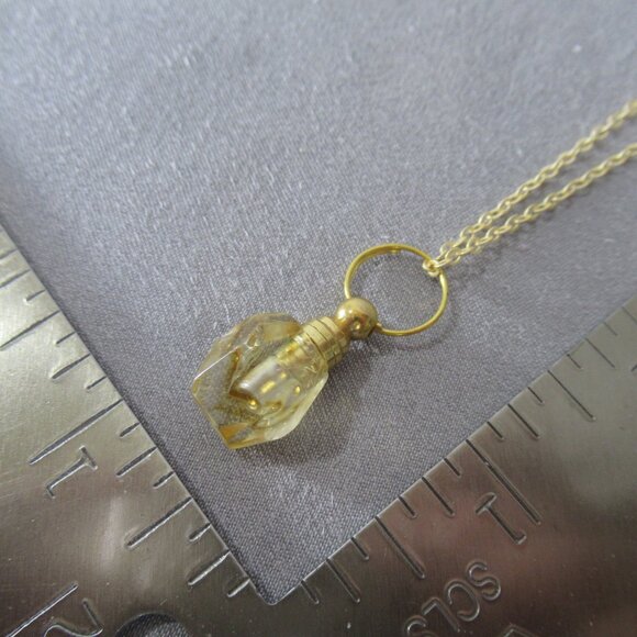 Nugget Citrine Necklace, Gemstone Perfume Bottle Pendant - Picture 6 of 6